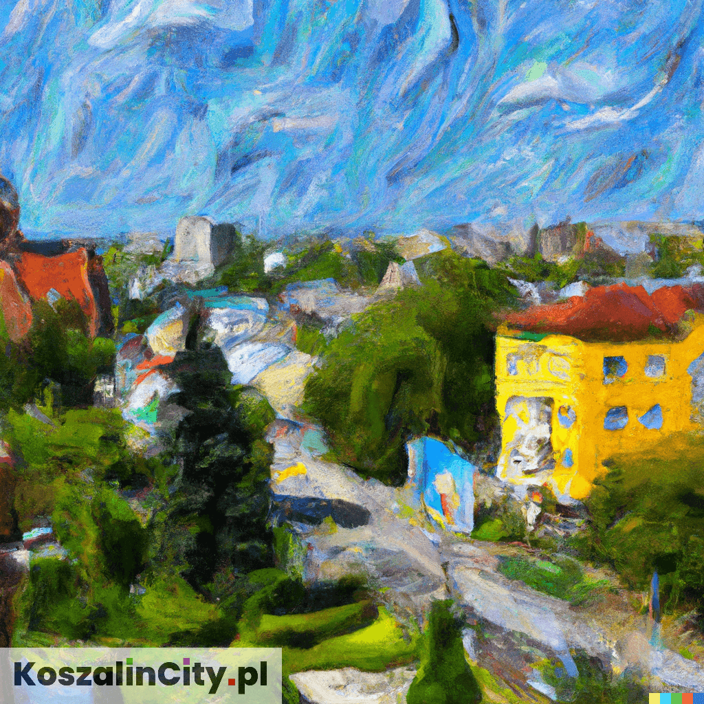 Obraz olejny Koszalin - styl Van Gogh - Sztuczna inteligencja (AI) - 1