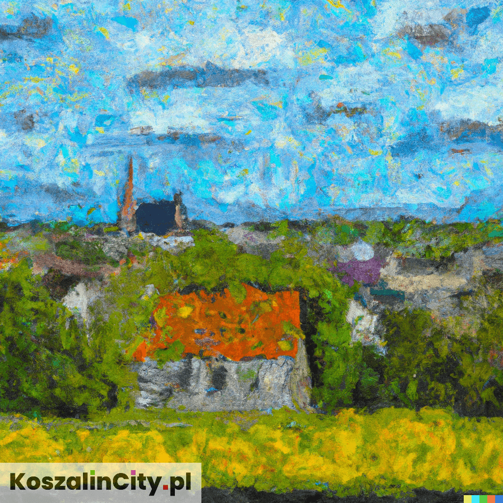 Obraz olejny Koszalin - styl Van Gogh - Sztuczna inteligencja (AI) - 4