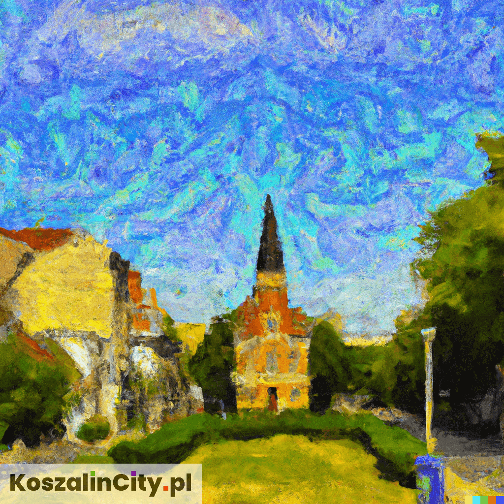 Obraz olejny Koszalin - styl Van Gogh - Sztuczna inteligencja (AI) - 5