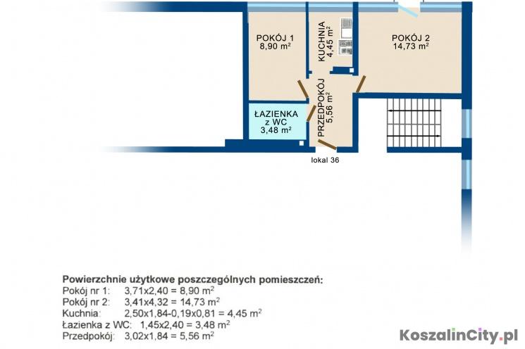 Przetarg AMW na mieszkanie w Koszalinie - rzut mieszkania