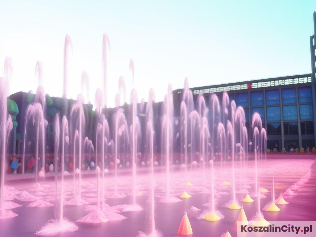 Bajkowa wersja Koszalina - kolorowe fontanny na rynku