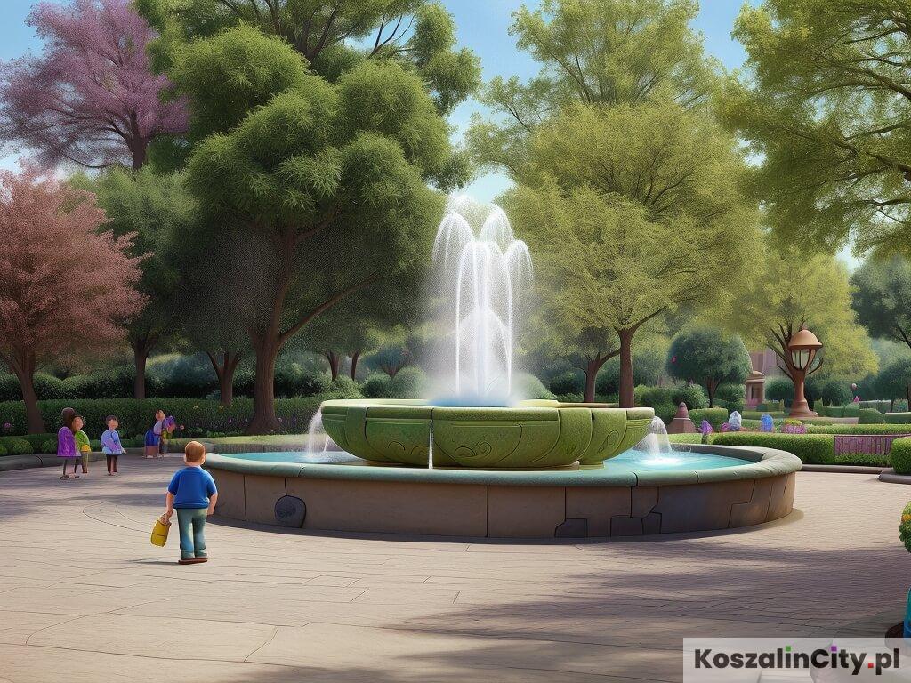 Koszalin w stylu Disney Pixar - parkowa fontanna