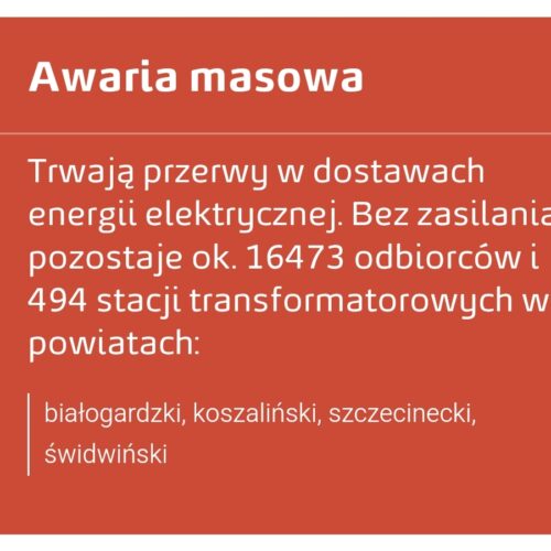 Brak prądu w Koszalinie ⚡ Awaria masowa w całym regionie!