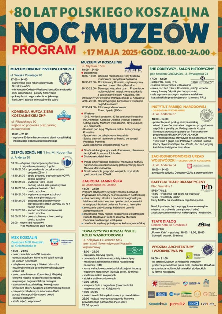 Program Nocy Muzeów w Koszalinie w 2025 roku