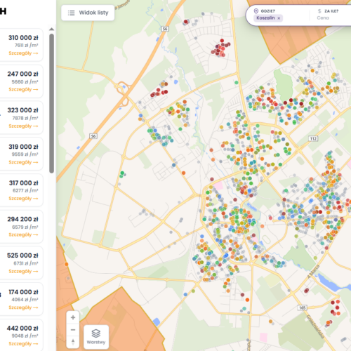Ceny transakcyjne mieszkań w Koszalinie na mapie! Sprawdź, za ile realnie sprzedawane są mieszkania!