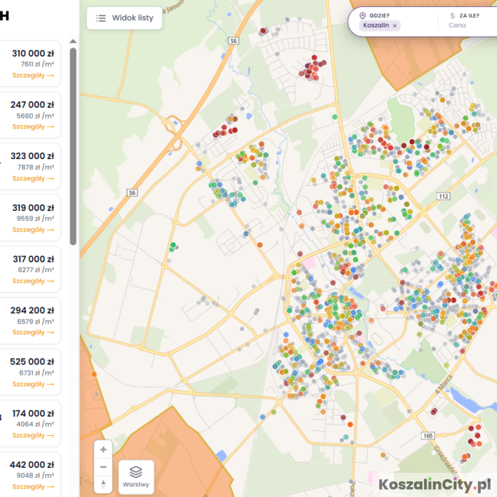 Ceny transakcyjne mieszkań w Koszalinie na mapie! Sprawdź, za ile realnie sprzedawane są mieszkania!