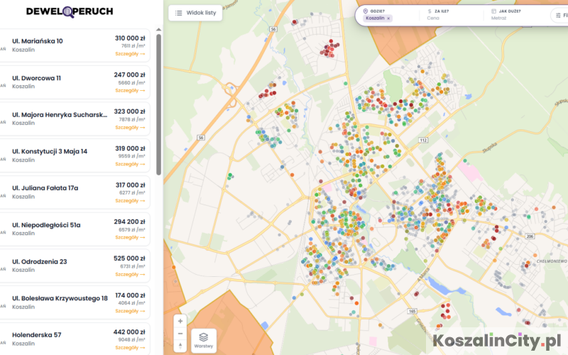 Ceny transakcyjne mieszkań w Koszalinie
