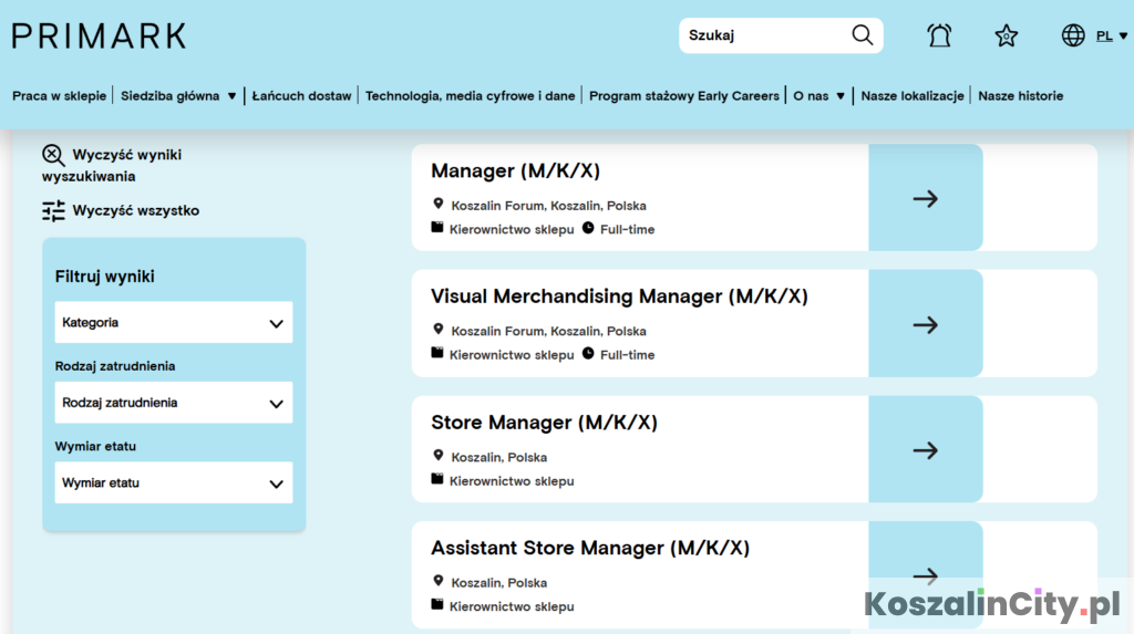 Praca w Primark w Koszalinie