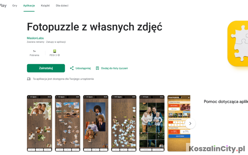 Fotopuzzle z własnych zdjęć - gra na telefon