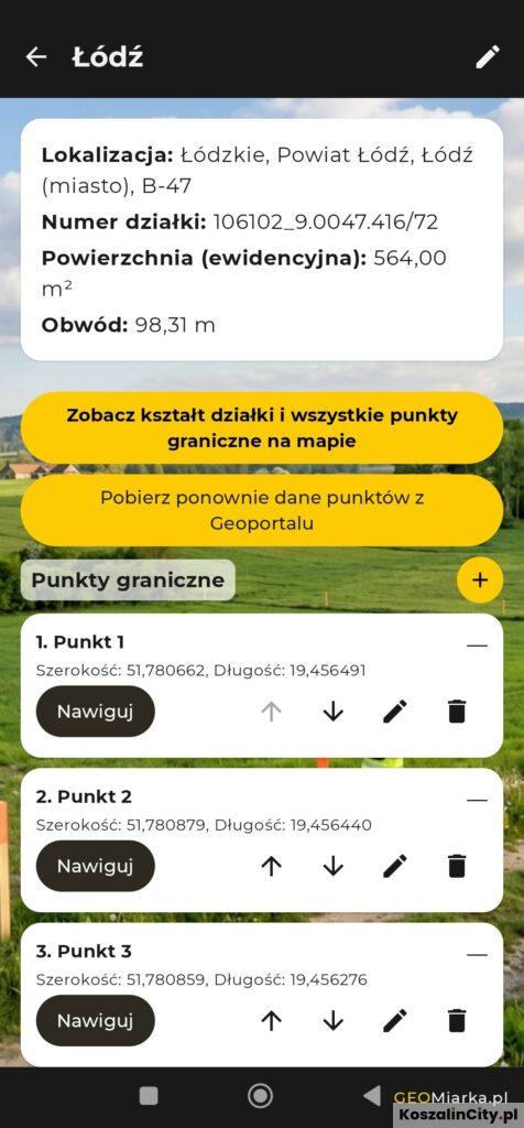 GEOMiarka - aplikacja do szukania granic działek i słupków granicznych